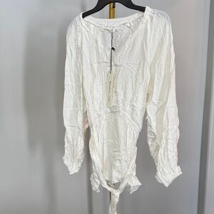 Mustard Seed off White peasant Blouse NWT M